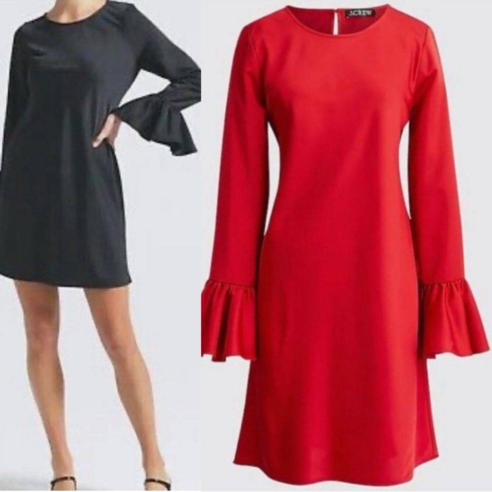 J.Crew Womens $138 Winter Garden Dress Ruby Red‎ Size 10 Long Sleeve